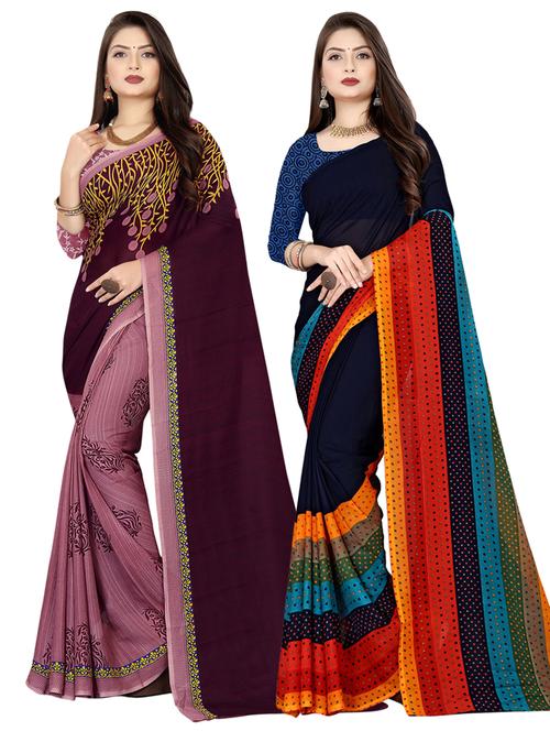 pack of 2 multi colored combo saree - 21410307 - Very Small Image - 1