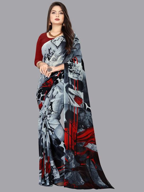 women multi color printed georgette saree with blouse - 21410627 - Very Small Image - 1