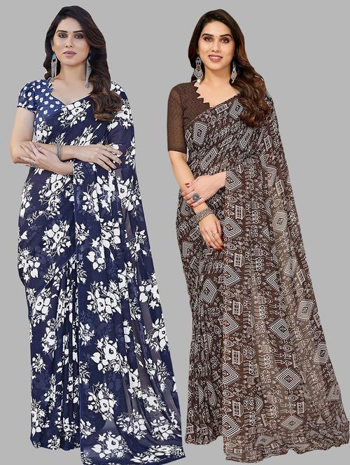 women printed saree combo with blouse - 21411947 - Very Small Image - 1