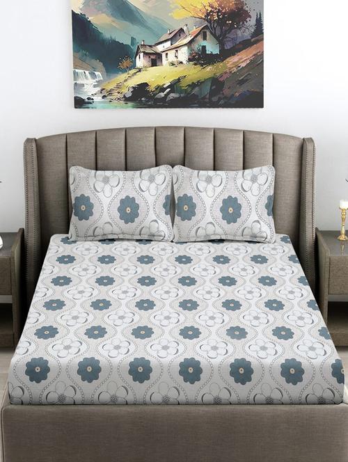 fabinaliv king size fitted double bedsheet with 2 pillow covers - 21412178 - Very Small Image - 1