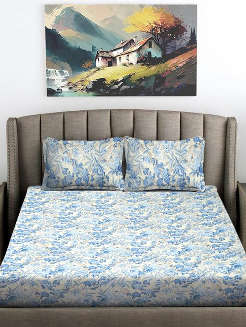 fabinaliv king size fitted double bedsheet with 2 pillow covers - 21412187 - Very Small Image - 1