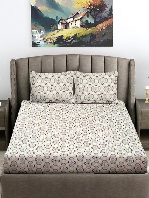 fabinaliv king size fitted double bedsheet with 2 pillow covers - 21412188 - Very Small Image - 1
