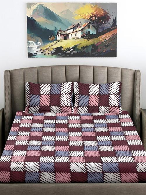 fabinaliv king size fitted double bedsheet with 2 pillow covers - 21412190 - Very Small Image - 1