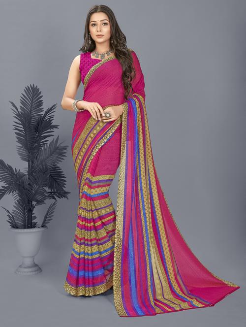 women casual wear georgette saree with blouse - 21413057 - Very Small Image - 1