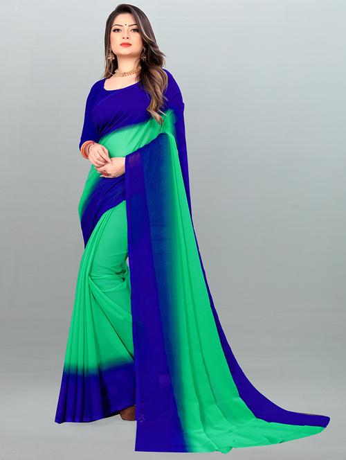 women ombre printed saree with blouse - 21413672 - Very Small Image - 1