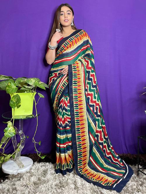 women printed casual wear saree - 21413748 - Very Small Image - 1