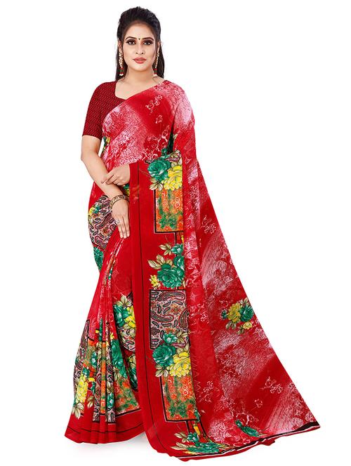 floral printed saree - 21414035 - Very Small Image - 1