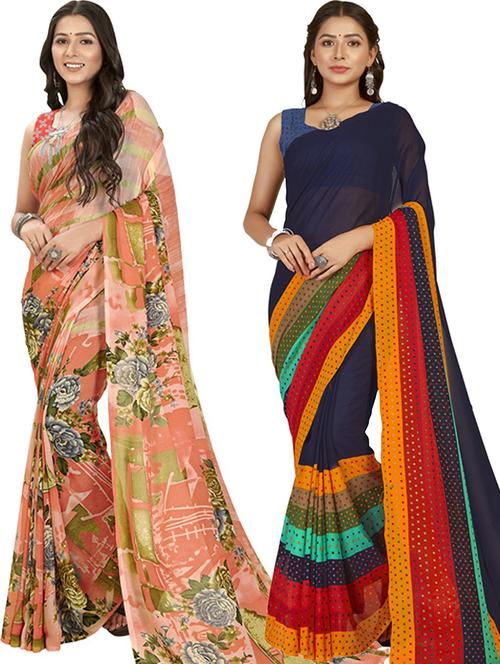 multi colored georgette ready to wear saree with blouse - 21414719 - Very Small Image - 1