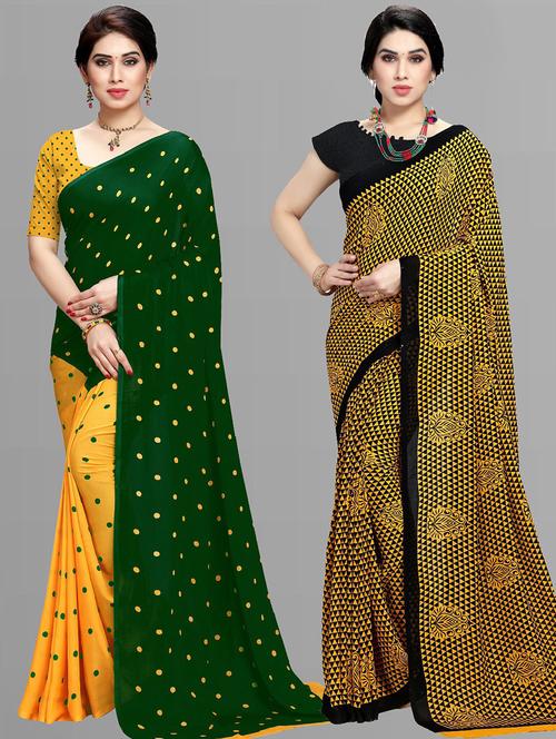 women pack of 2 printed casual sarees with blouse - 21415018 - Very Small Image - 1
