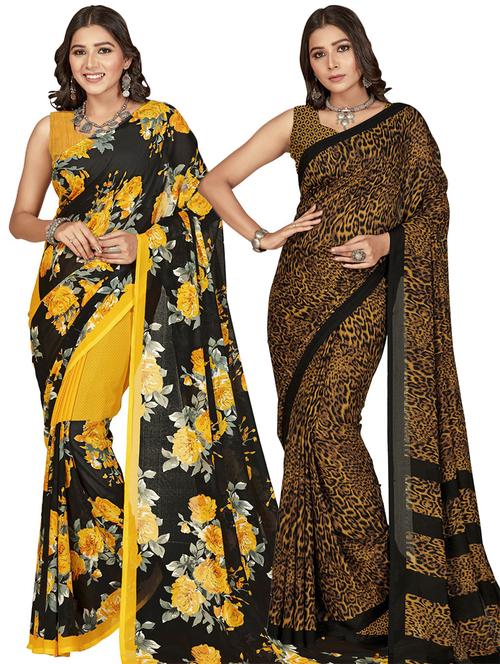women pack of 2 casual wear sarees with blouse - 21415079 - Very Small Image - 1