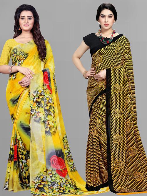 pack of 2 printed casual wear saree with blouse - 21415129 - Very Small Image - 1