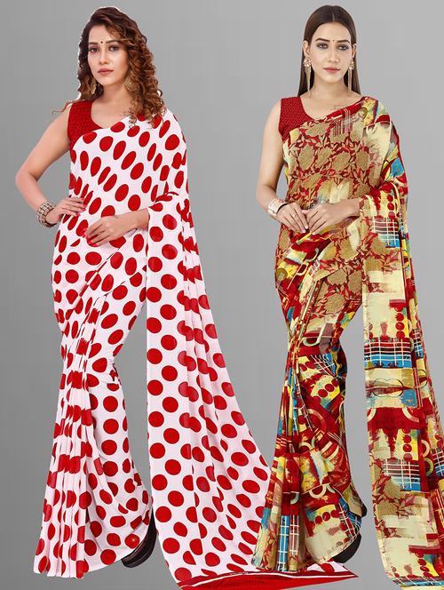women pack of 2 casual wear sarees with blouse - 21415195 - Very Small Image - 1