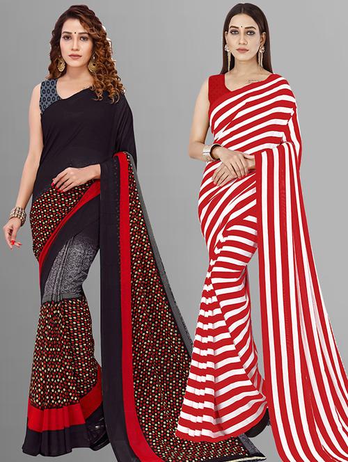 pack of 2 casual wear combo sarees with blouse - 21415477 - Very Small Image - 1