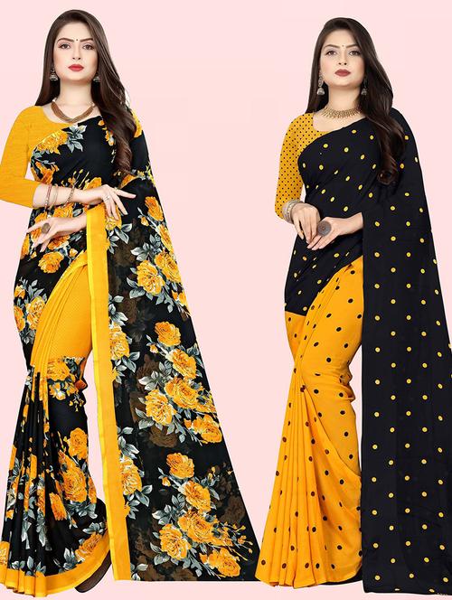 women pack of 2 casual wear sarees with blouse - 21415793 - Very Small Image - 1