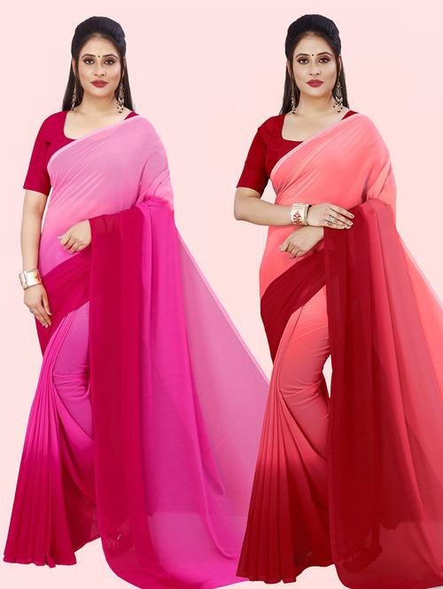 pack of 2 casual wear combo sarees with blouse - 21416078 - Very Small Image - 1
