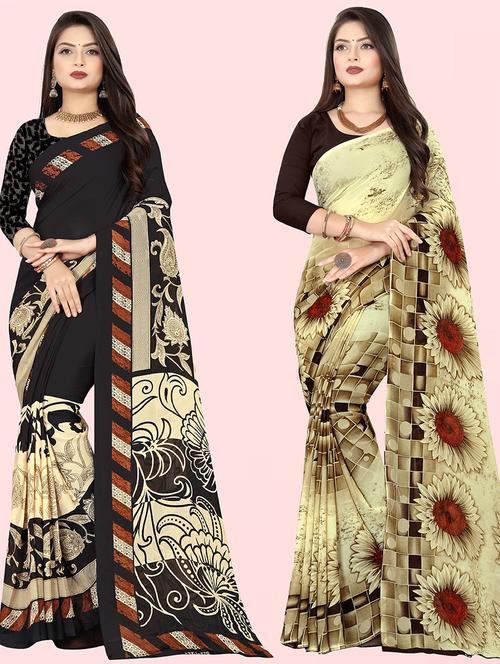 pack of 2 casual wear sarees with blouse - 21416760 - Very Small Image - 1