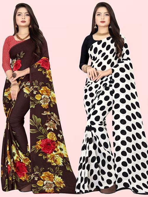 pack of 2 casual wear sarees with blouse - 21416766 - Very Small Image - 1