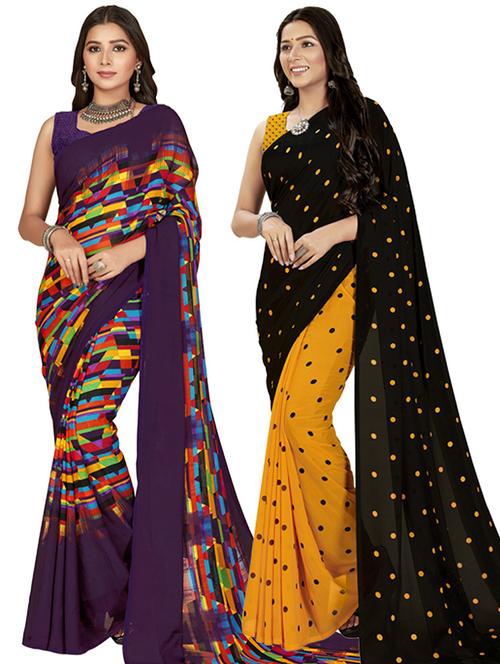 pack of 2 casual wear sarees with blouse - 21416869 - Very Small Image - 1
