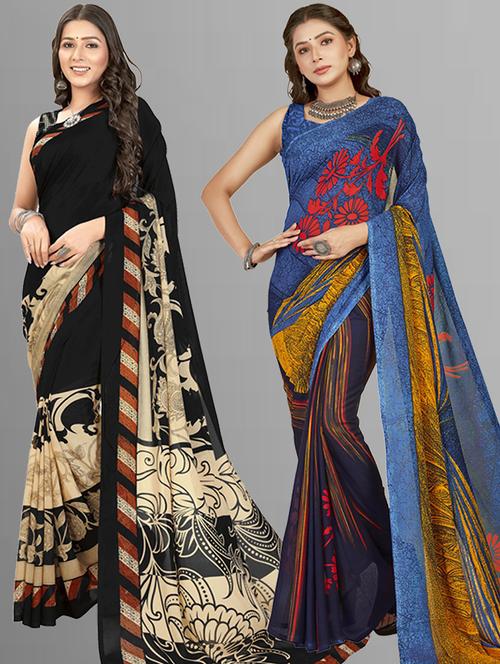 pack of 2 casual wear combo sarees with blouse - 21416878 - Very Small Image - 1