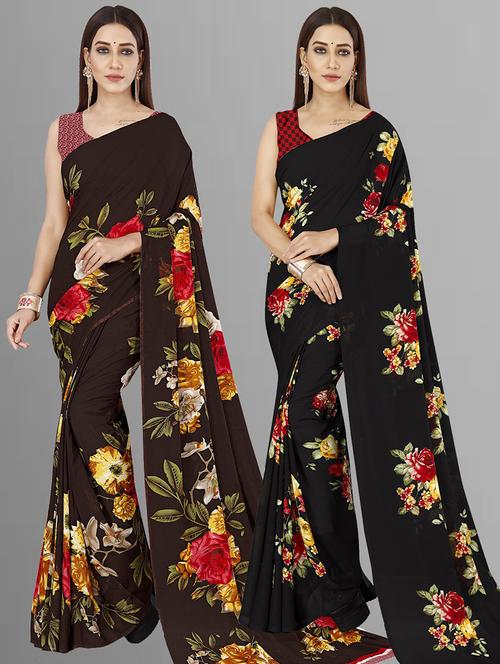 pack of 2 casual wear combo sarees with blouse - 21416913 - Very Small Image - 1
