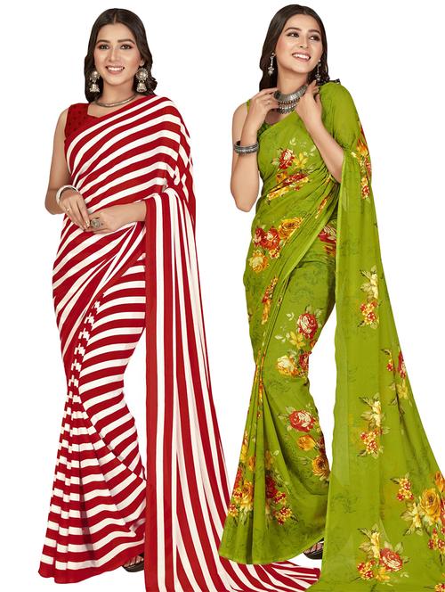 pack of 2 casual wear sarees with blouse - 21417041 - Very Small Image - 1