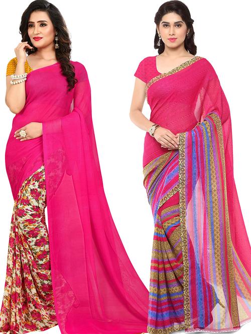 women pack of 2 casual wear combo sarees with blouse - 21417897 - Very Small Image - 1