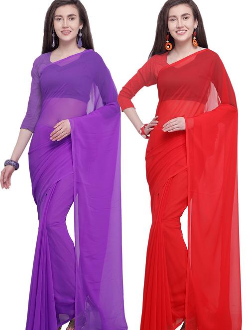 women pack of 2 casual wear combo sarees with blouse - 21418058 - Very Small Image - 1