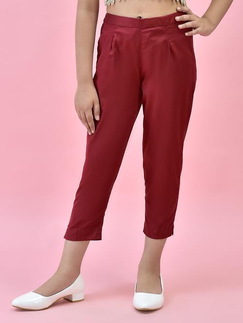 girls solid cotton casual trouser - 21421666 - Very Small Image - 1