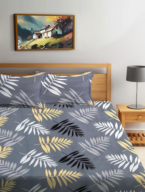 fabinaliv king size fitted double bedsheet with 2 pillow covers - 21422212 - Very Small Image - 1