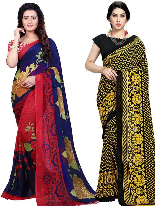 women pack of 2 casual wear combo sarees with blouse - 21425823 - Very Small Image - 1