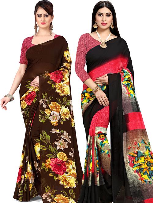 women pack of 2 casual wear combo sarees with blouse - 21426011 - Very Small Image - 1