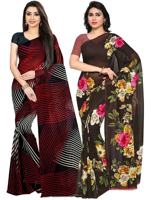 women pack of 2 casual wear combo sarees with blouse - 21426074 - Very Small Image - 1