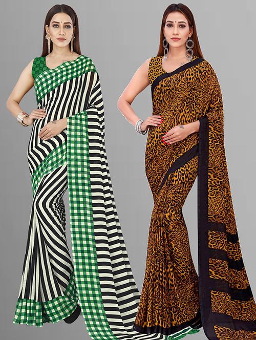 women pack of 2 casual wear combo sarees with blouse - 21426828 - Very Small Image - 1