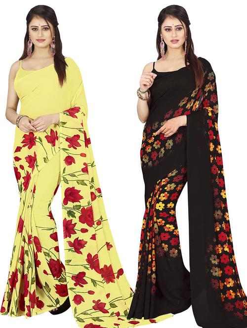 pack of 2 printed casual wear sarees with blouse - 21426878 - Very Small Image - 1