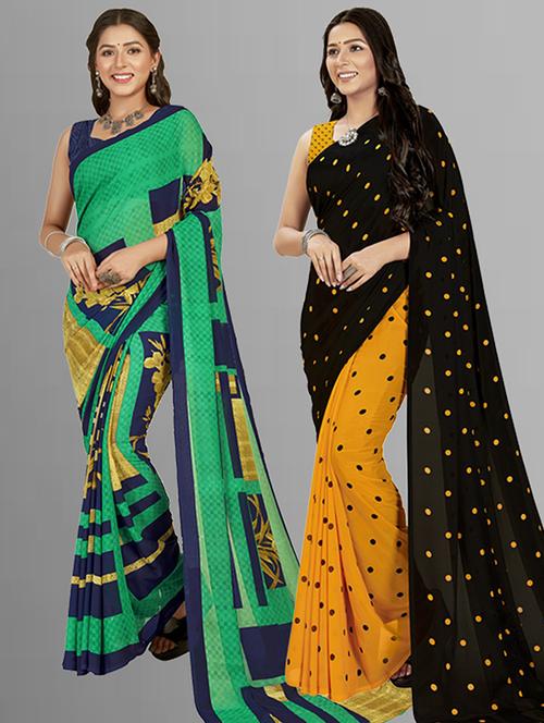 pack of 2 casual wear combo sarees with blouse - 21426911 - Very Small Image - 1