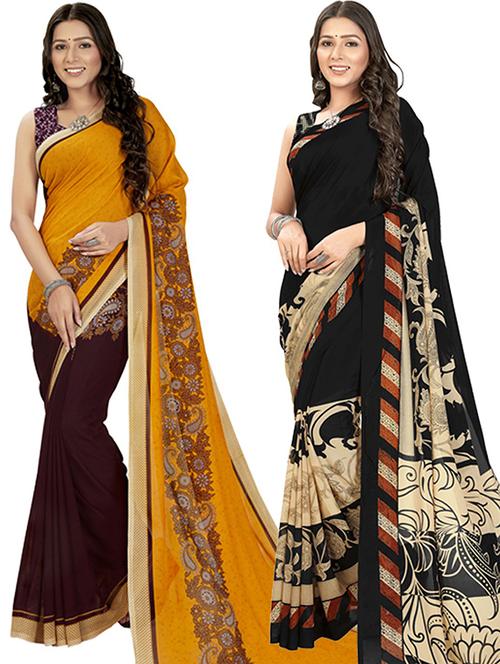 pack of 2 casual wear combo sarees with blouse - 21426951 - Very Small Image - 1