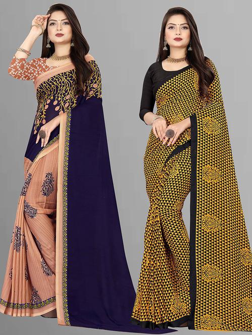 women pack of 2 casual wear combo sarees with blouse - 21427644 - Very Small Image - 1