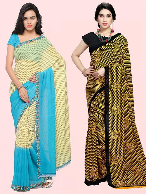 women pack of 2 casual wear combo sarees with blouse - 21427699 - Very Small Image - 1
