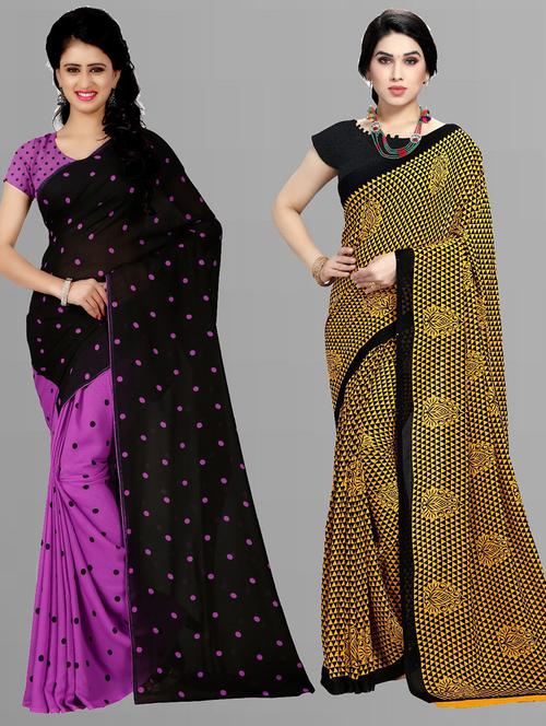 women pack of 2 casual wear combo sarees with blouse - 21427751 - Very Small Image - 1