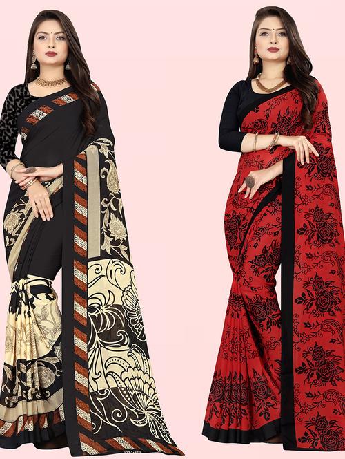 women pack of 2 casual wear combo sarees with blouse - 21428022 - Very Small Image - 1