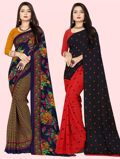 women pack of 2 casual wear combo sarees with blouse - 21428030 - Very Small Image - 1