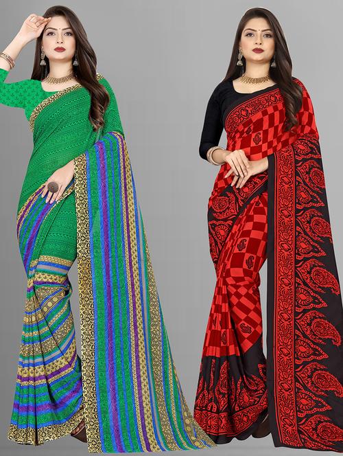 women pack of 2 casual wear combo sarees with blouse - 21428224 - Very Small Image - 1
