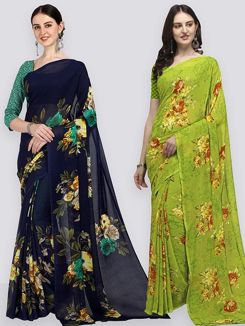 women pack of 2 casual wear combo sarees with blouse - 21428602 - Very Small Image - 1