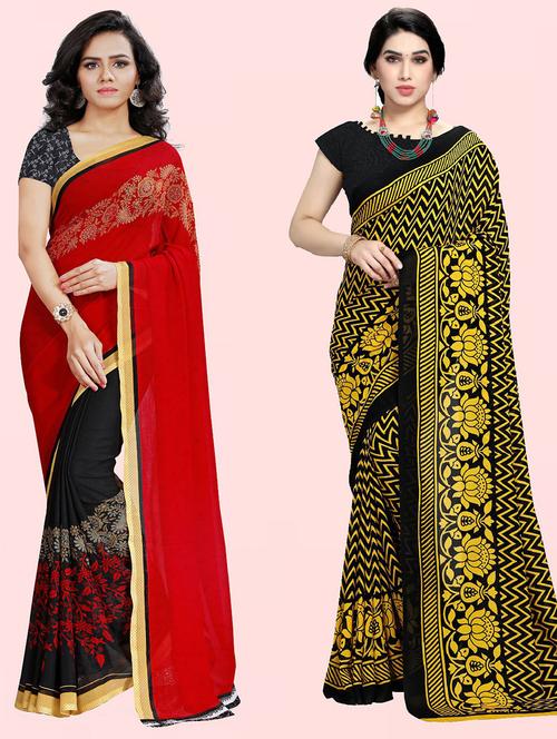 women pack of 2 casual wear sarees with blouse - 21428789 - Very Small Image - 1