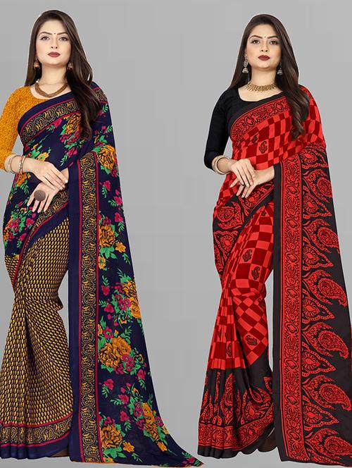 women pack of 2 casual wear sarees with blouse - 21428879 - Very Small Image - 1