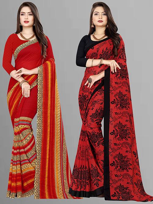 women pack of 2 casual wear combo sarees with blouse - 21428931 - Very Small Image - 1