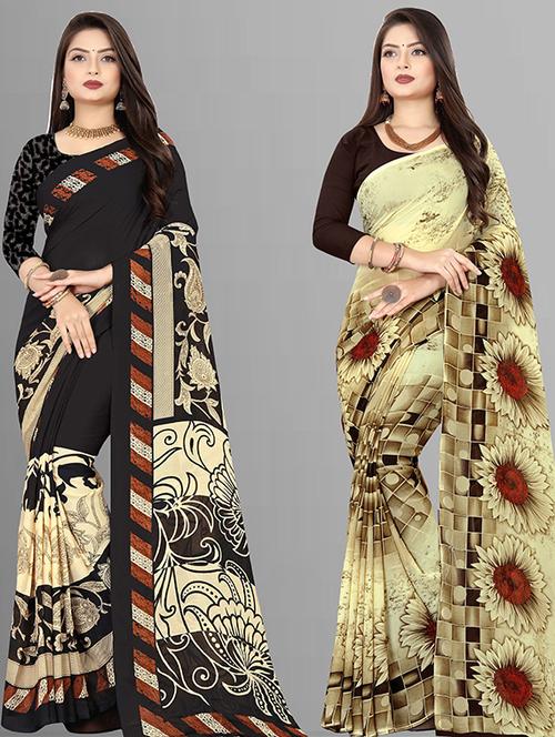 women pack of 2 casual wear combo sarees with blouse - 21429143 - Very Small Image - 1