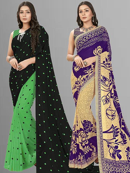 women pack of 2 casual wear sarees with blouse - 21429529 - Very Small Image - 1
