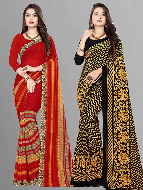 women pack of 2 casual wear combo sarees with blouse - 21429682 - Very Small Image - 1