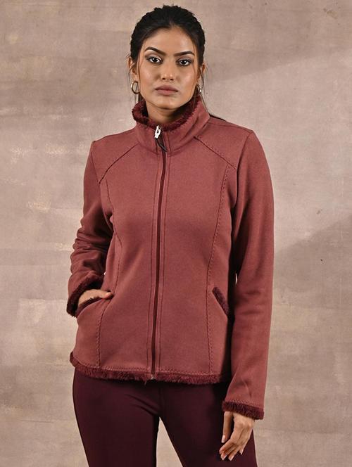 women stand collar solid jacket - 21431382 - Very Small Image - 1